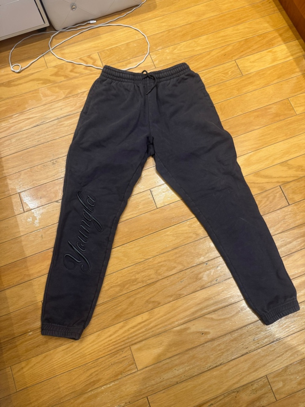 Young LA Black Embroidered Jogger Sweatpants